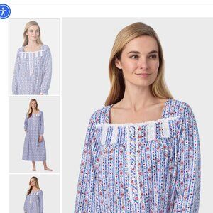 Lanz of Salzburg Vintage Heart Eyelet Tyrolean Flannel Gown L